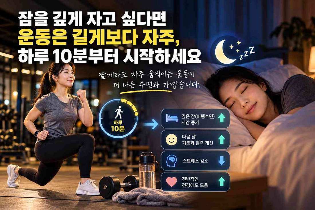 용강 PT 헬스 | 잠을 깊게 자고 싶다면 운동은 길게보다 자주, 하루 10분부터 시작하세요 - 1 - 20261016002003