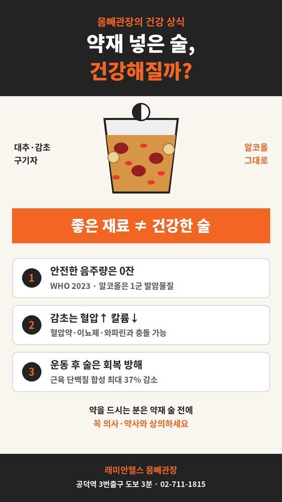 애오개 PT헬스 | 약재 넣은 술은 건강할까? 감초·구기자 칵테일의 진실 - 2 - 20261013001359