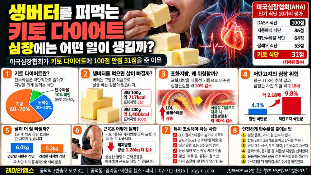 공덕 PT 헬스 | 생버터를 퍼먹는 다이어트, 심장에는 어떤 일이 생길까 - 미국심장협회가 키토 다이어트에 100점 만점 31점을 준 이유 - 1 - 20261021001455