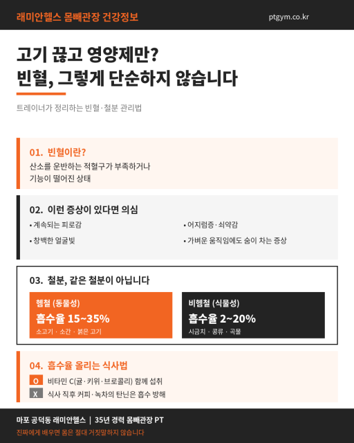 마포 아현 PT 피티 헬스 고기 끊고 영양제로 버틴다고요? 빈혈, 그렇게 단순한 문제가 아닙니다 - 1 - 20260610000404